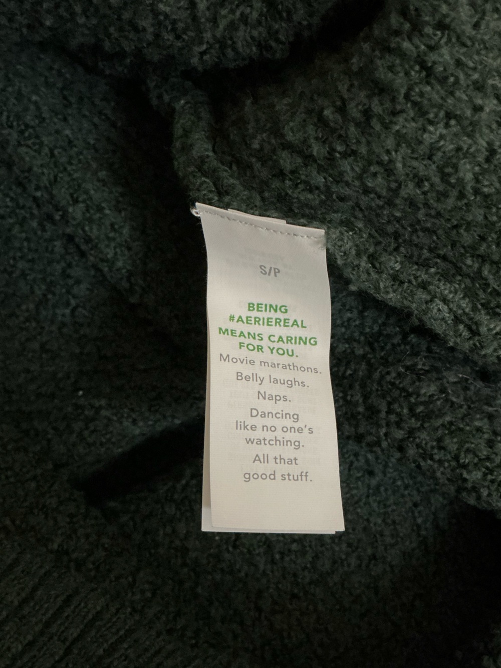 Aerie Dark Green V-Neck Collar Waffle Knit Sweater - Picture 7 of 9